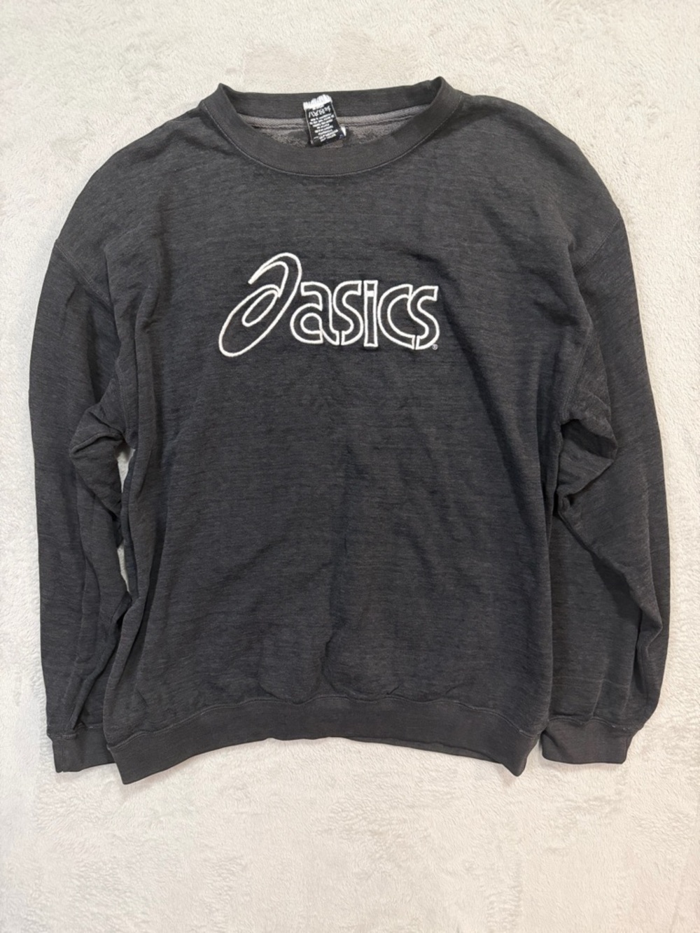 Asics Men’s Dark Charcoal Crewneck Sweatshirt with White Logo